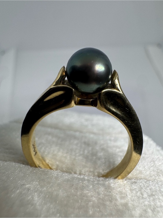 Jewelry - Vintage 585 14K Solid Yellow Gold Black Pearl Ring Size 6.5 | 4.6g